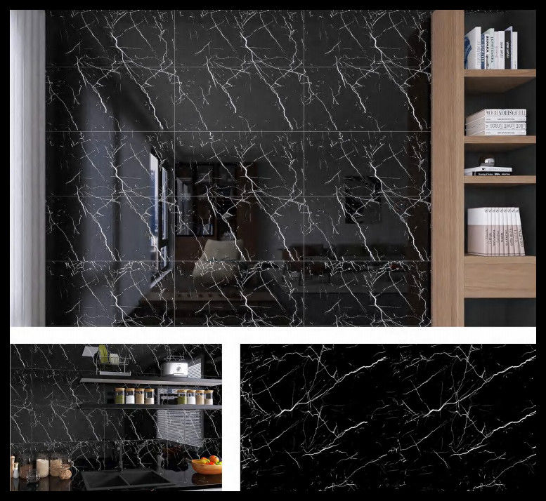 Μαύρο μαρμάρινο 40CM * 90CM PET Wall Sticker 200PCS Πακέτο περιλαμβάνει για εσωτερικό